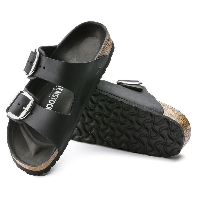 Birkenstock Big Přezkou Oiled Læder Arizona Dame Sort | DK 464JPQ